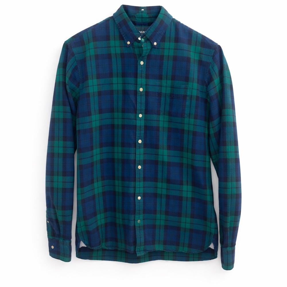 Bonobos Men’s Blue Green Plaid Button-Down Shirt | Standard Fit | Medium